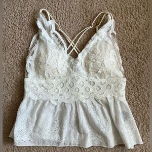 J for Justify White Sleeveless Lacey Blouse Top